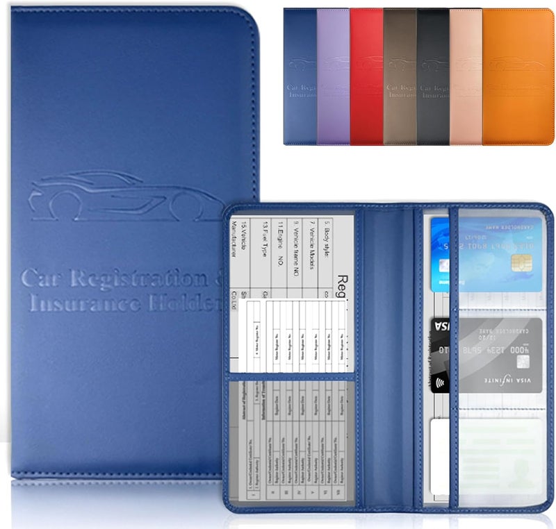 OBDMASTER Blue Car Registration & Insurance Card Holder for Glove Box Organizer Vehicle License Document Auto Truck Comparment Interior Accessories Case - Image 1